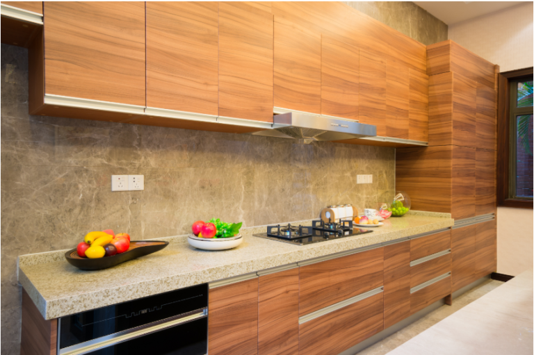 Teak wood veneers for kitchen aesthetic by Greenlam Industries