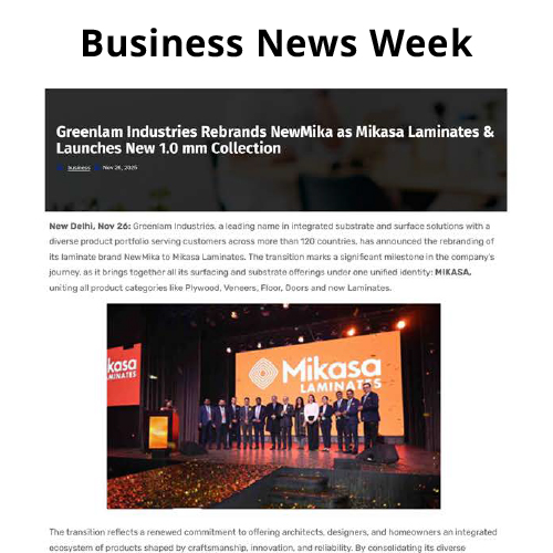 Greenlam Industries Rebrands NewMika as Mikasa Laminates & Launches New 1.0 mm Collection